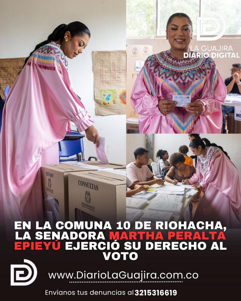 En la Comuna 10 de Riohacha, la senadora Martha Peralta Epieyú ejerció su derecho al voto